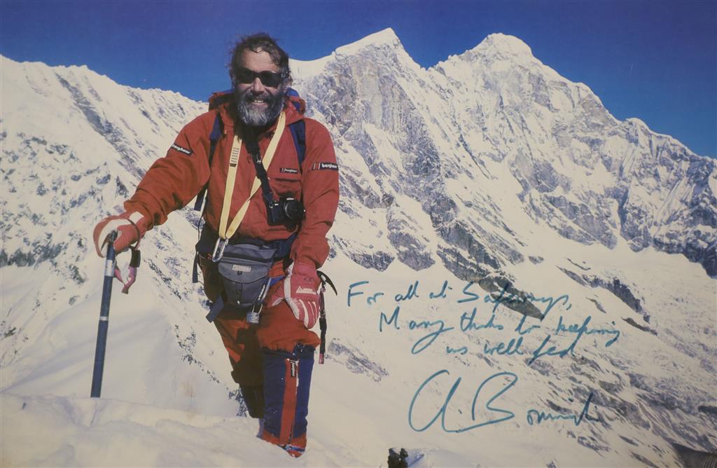 Mountaineering interest - Chris Bonington signed coloured photograph with letter